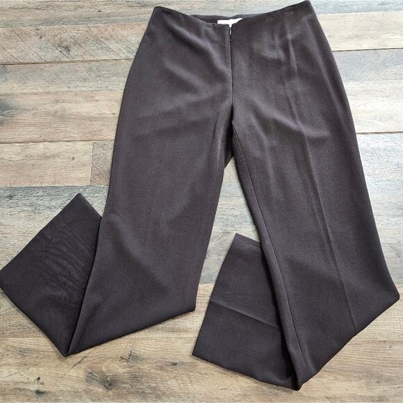 Mainbocher Wide Leg Brown Front Zip Up Dress Pants Size 6 Womens Minimal Career - Picture 3 of 9